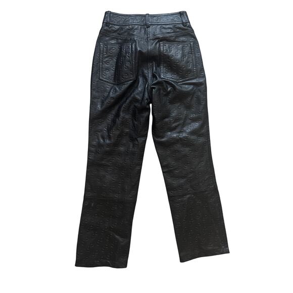 Saks Potts Rosita Black Leather Logo Embossed Trousers Pants - Picture 10 of 16